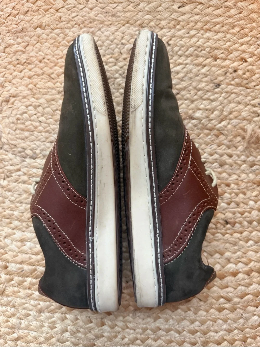 Johnston & Murphy J&M Olive Brown Leather Wingtip Sneaker Oxfords Sz 10M